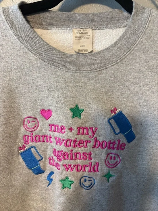 Girl Tribe Co Gray Embroidered Graphic Crewneck Sweatshirt - Picture 2 of 3